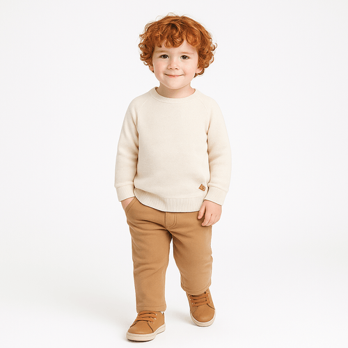 Blusa de Bebê Masculina de Manga Longa Malha Jacquard - OFF WHITE