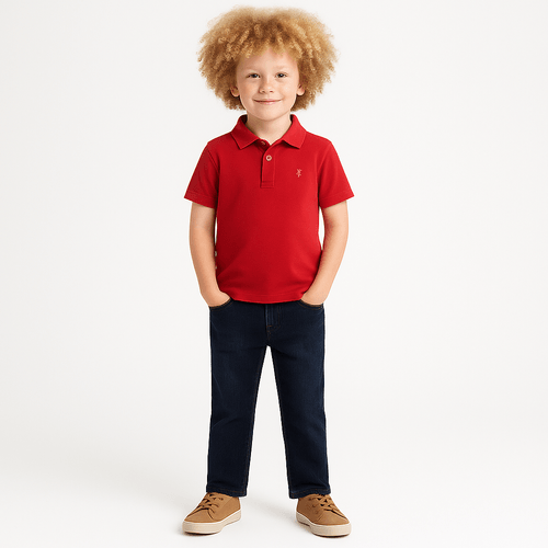 Polo Infantil Menino Manga Curta Piquet Pima - VERMELHO