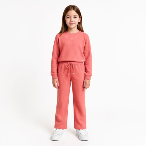 Conjunto Infantil Feminino com Bordado - ROSA