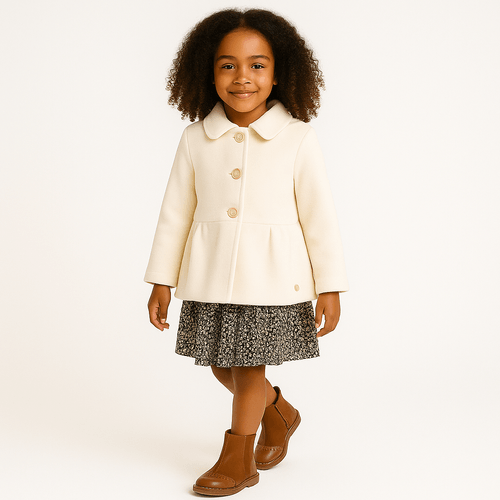 Casaco Infantil Feminino com Gola - OFF WHITE