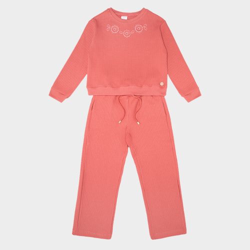 Conjunto Infantil Feminino com Bordado - ROSA