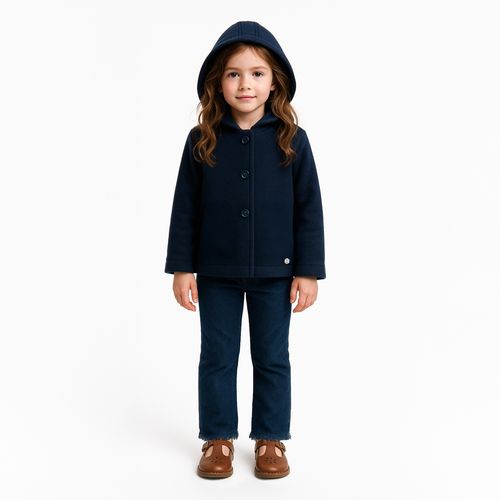 Casaco Infantil Feminino com Capuz - AZUL MARINHO