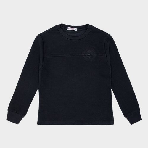 Camiseta Infantil Masculina Manga Longa Malha Texturizada - PRETO