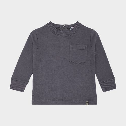 Camiseta de Bebê Masculina Manga Longa Malha com Bolso - CINZA CHUMBO