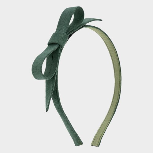 Tiara Infantil com Laço Suede - VERDE MUSGO