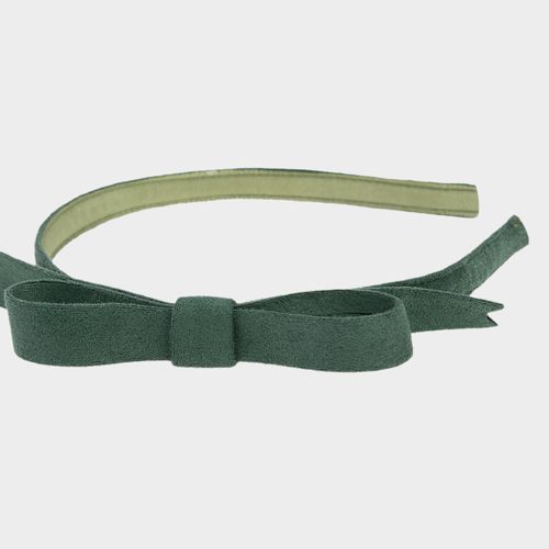 Tiara Infantil com Laço Suede - VERDE MUSGO