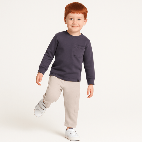 Calça de Bebê Masculina com Bolsos Laterais - BEGE