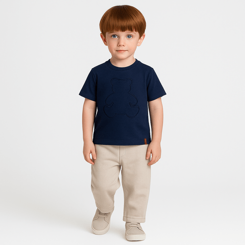 Camiseta de Bebê Masculina Manga Curta Malhão - AZUL