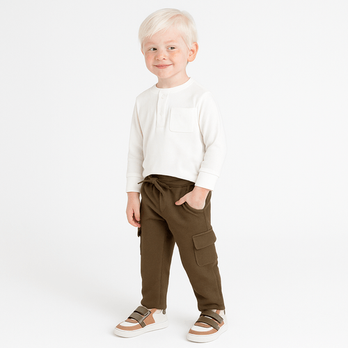 Calça de Bebê Masculina Malha Piquet com Bolso - VERDE