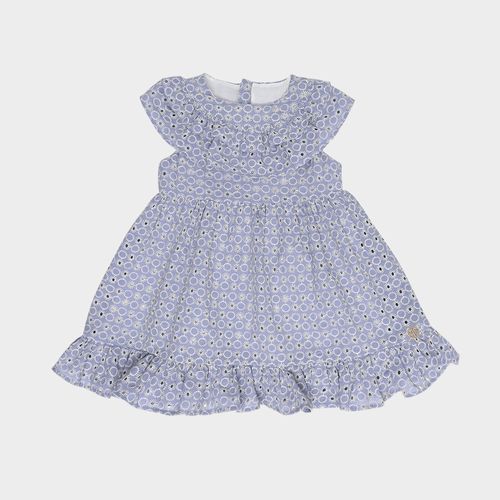 Vestido de Bebê Feminino Bordado Laise - AZUL