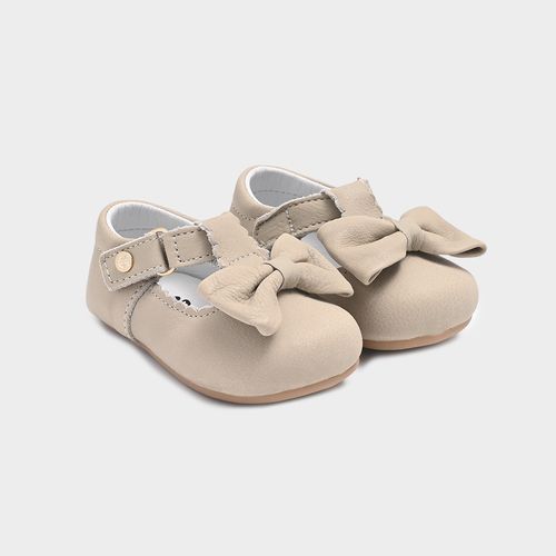 Sapato Boneca de Bebê Feminino Couro Laço - OFF WHITE