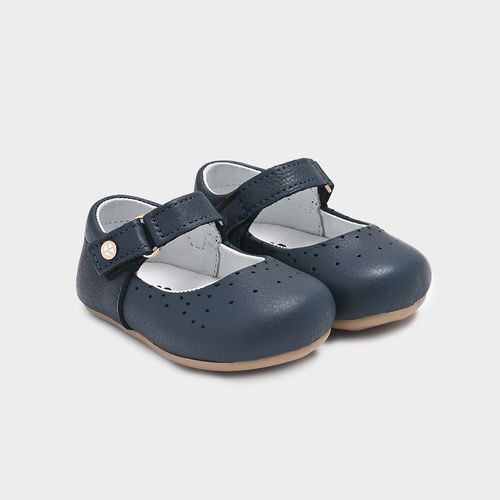Sapato Boneca de Bebê Feminino Couro - AZUL MARINHO