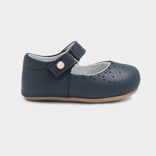Sapato Boneca de Bebê Feminino Couro - AZUL MARINHO