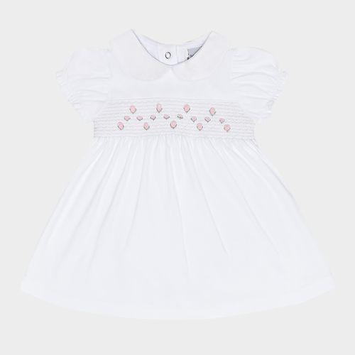 Macacão Vestido de Bebê Feminino Algodão Egípcio - BRANCO