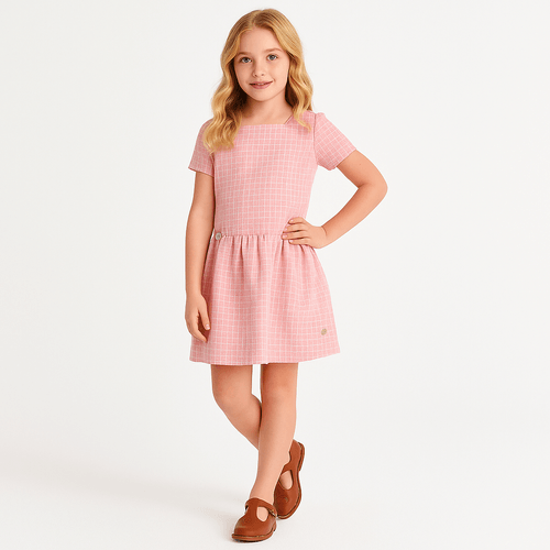 Vestido Infantil Feminino Tweed com Babados - ROSA