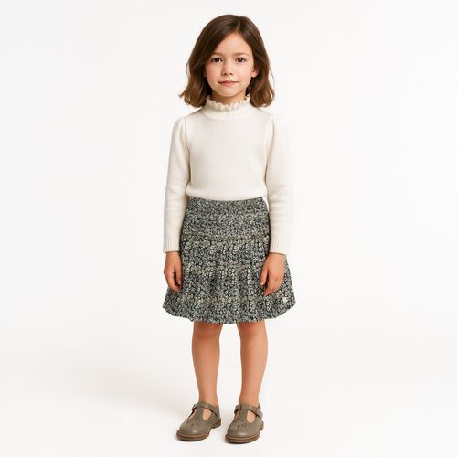 Saia Infantil Feminina Fio 60 Estampa Mil Flores - VERDE