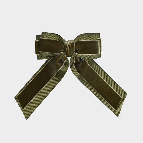 Laço Infantil de Cabelo Veludo - VERDE MUSGO