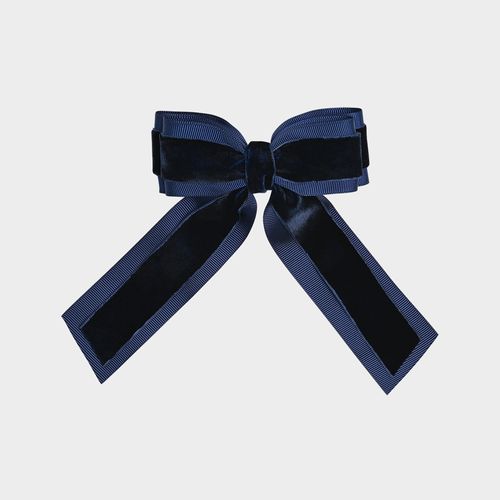 Laço Infantil de Cabelo Veludo - AZUL PROFUNDO