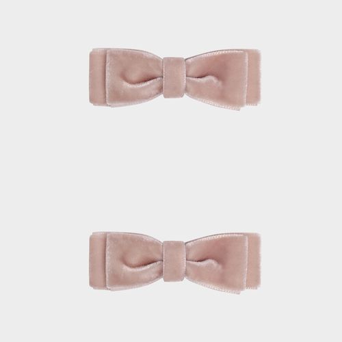 Conjunto de Laços de Bebê Veludo - NUDE