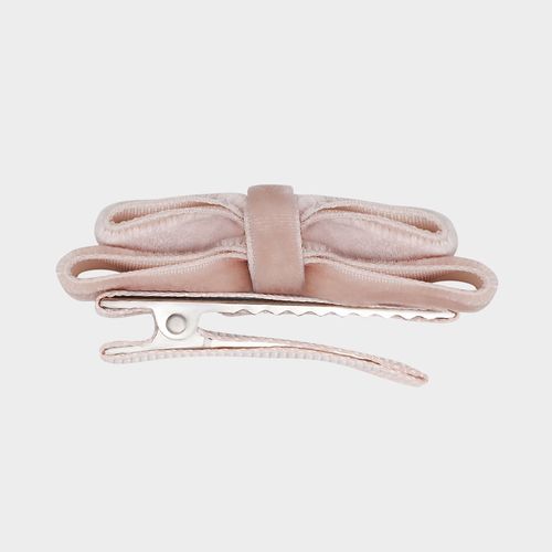 Conjunto de Laços de Bebê Veludo - NUDE