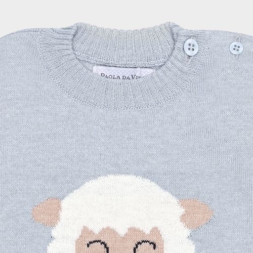 Blusa de Bebê Masculina Tricot Manga Longa Ovelha - AZUL CLARO
