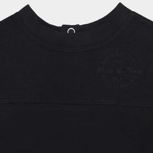 Camiseta de Bebê Masculina Manga Longa Malha Texturizada - PRETO
