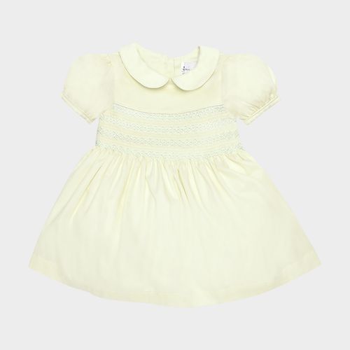 Vestido de Bebê Feminino Maquinetado Fio 60 - AMARELO