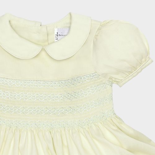 Vestido de Bebê Feminino Maquinetado Fio 60 - AMARELO