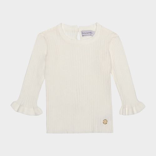 Blusa Tricot de Bebê Feminina Manga Longa - OFF WHITE
