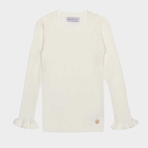 Blusa Tricot Infantil Feminina Manga Longa - OFF WHITE