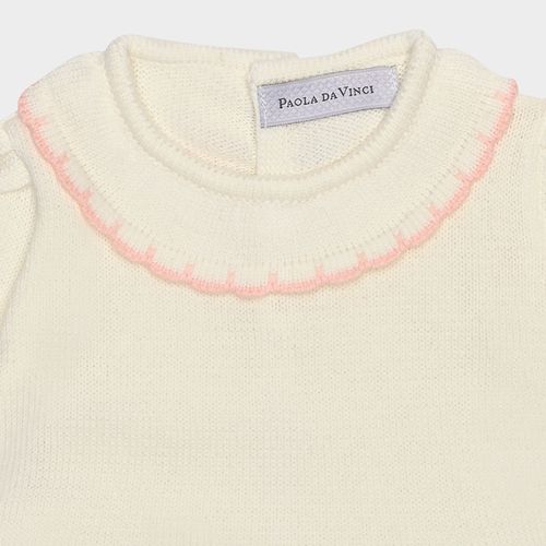 Saída de Maternidade Feminina Tricot Vestido Babados - NATURAL
