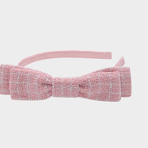 Tiara Infantil com Laço Tweed - ROSA