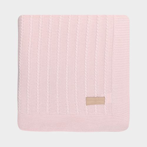 Manta de Tricot Trancinhas - ROSA PASTEL