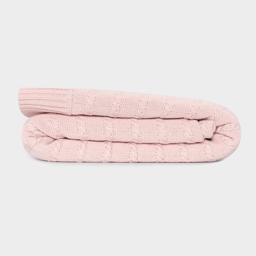 Manta de Tricot Trancinhas - ROSA PASTEL