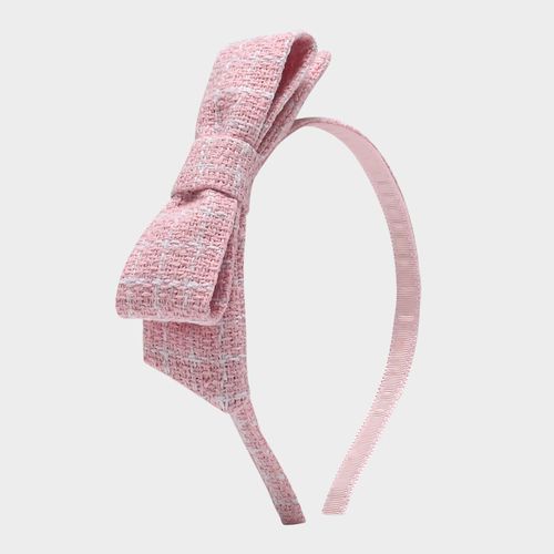 Tiara Infantil com Laço Tweed - ROSA