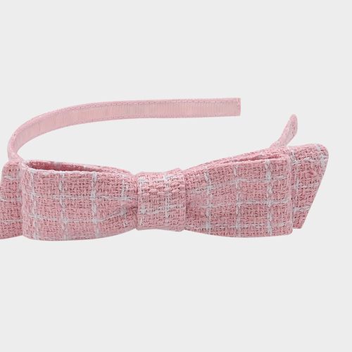 Tiara Infantil com Laço Tweed - ROSA