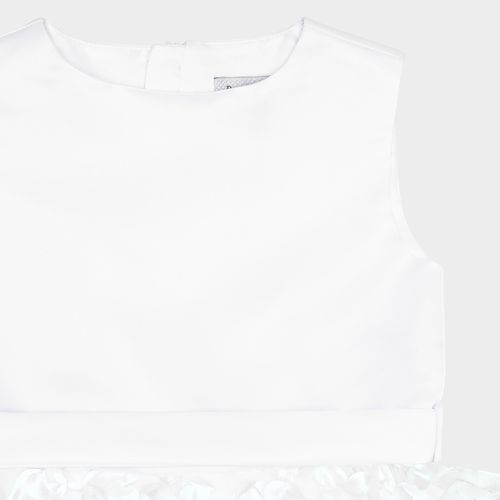 Vestido de Festa Infantil Feminino Tule com Bordados - BRANCO