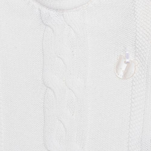 Saída de Maternidade Masculina com Manta Tricot Trança Central - BRANCO