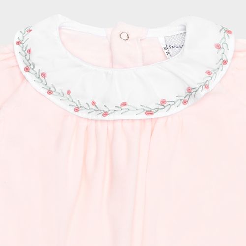 Macacão de Bebê Feminino Longo com Bordados - ROSA