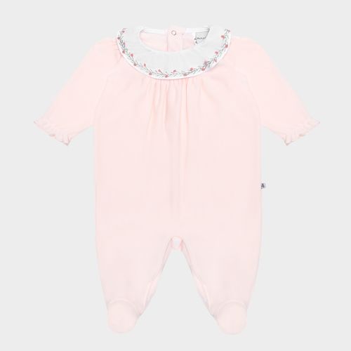 Macacão de Bebê Feminino Longo com Bordados - ROSA