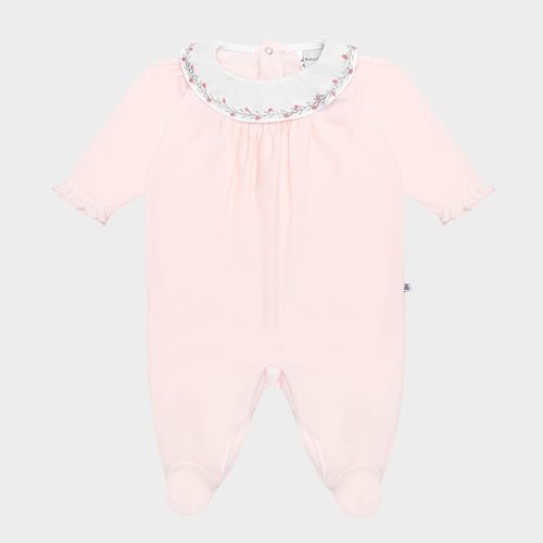 Macacão de Bebê Feminino Longo com Bordados - ROSA