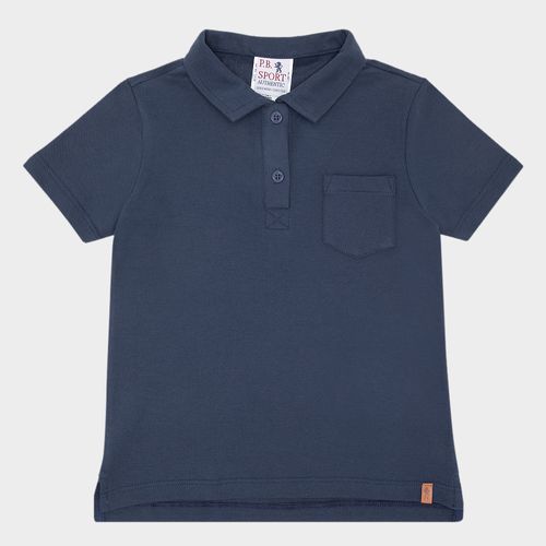 Camiseta Polo Infantil Masculina Manga Curta Piquet Pima - AZUL MARINHO