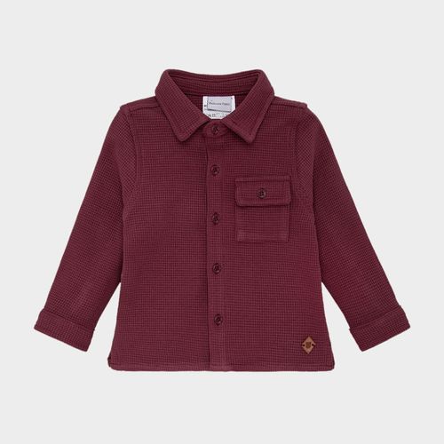 Camisa de Bebê Masculina Manga Longa Malha com Bolso - BORDO