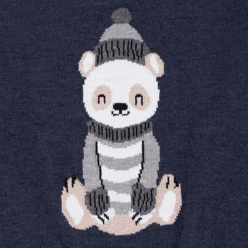 Blusa Tricot de Bebê Masculina Manga Longa Jacquard  Panda - DARK JEANS AZUL JEANS