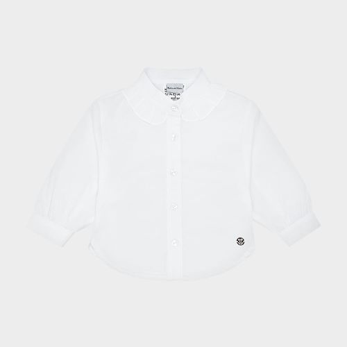 Camisa de Bebê Feminina Manga longa Babados - BRANCO