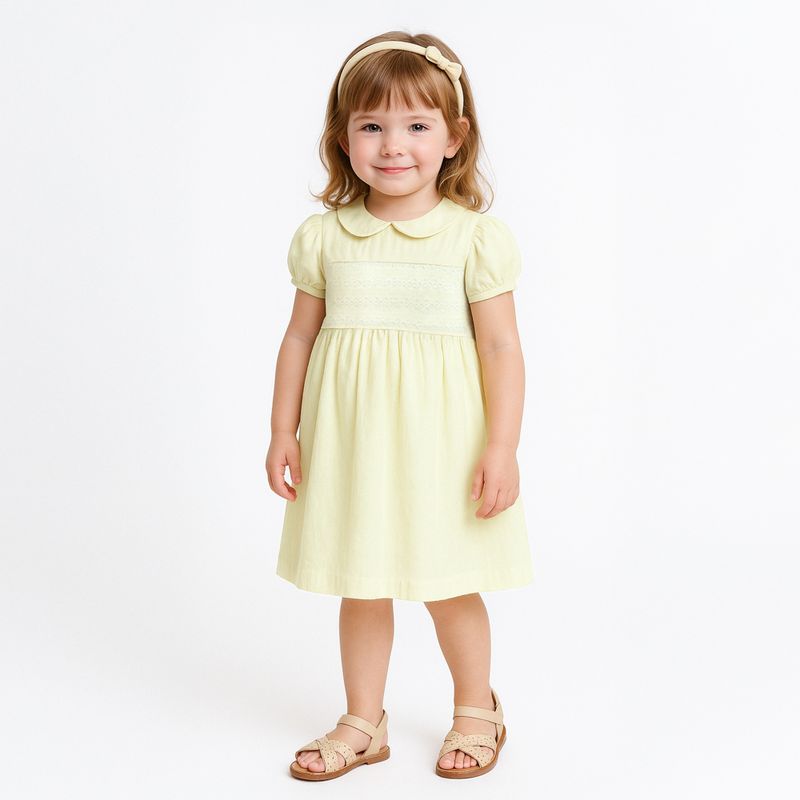 Vestido de Bebe Feminino Maquinetado Fio 60 - AMARELO_04.01.1069_1030_1