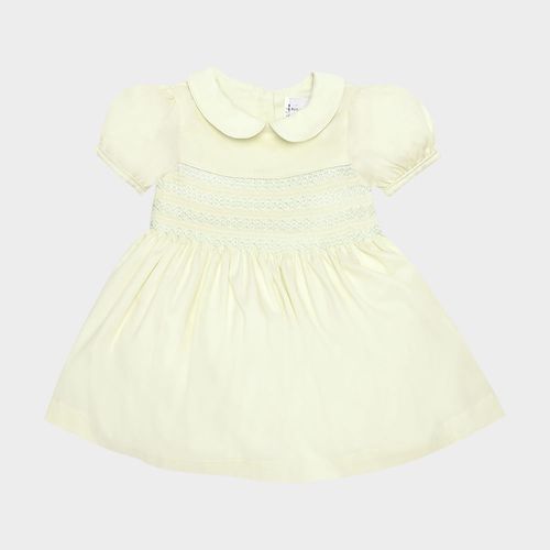 Vestido de Bebê Feminino Maquinetado Fio 60 - AMARELO