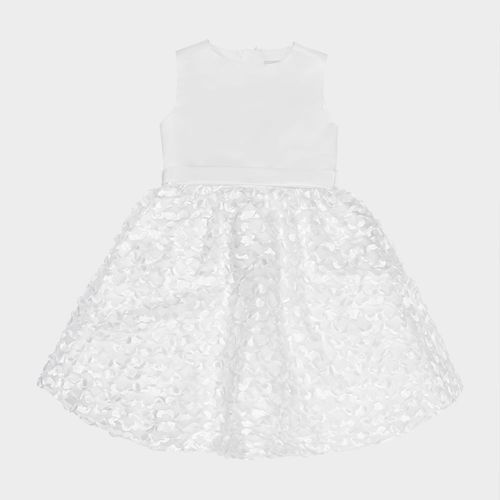 Vestido de Festa Infantil Feminino Tule com Bordados - BRANCO