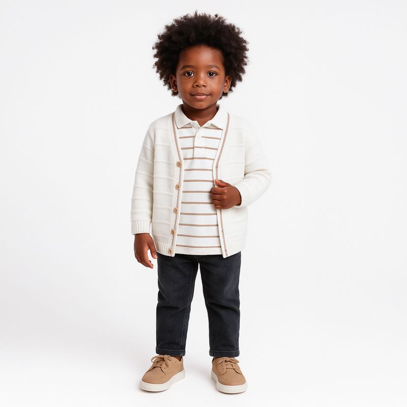 Cardigan de Bebe Masculino Tricot com Frisos - OFF WHITE_08.04.0283_1013_1