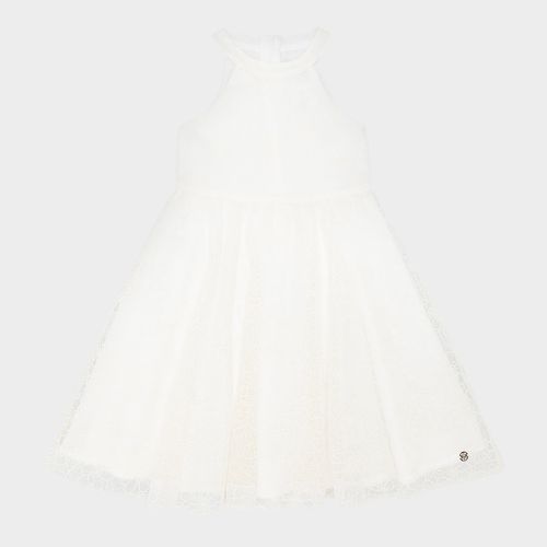 Vestido Infantil Feminino Tule Bordado - OFF WHITE